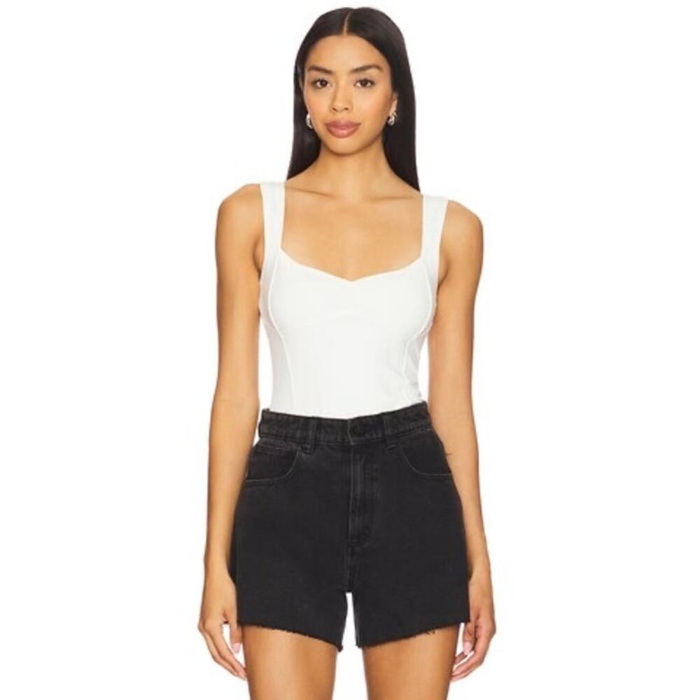 Free People Somewhere Sometime Cami Ivory Casual Stretch Minimalist S